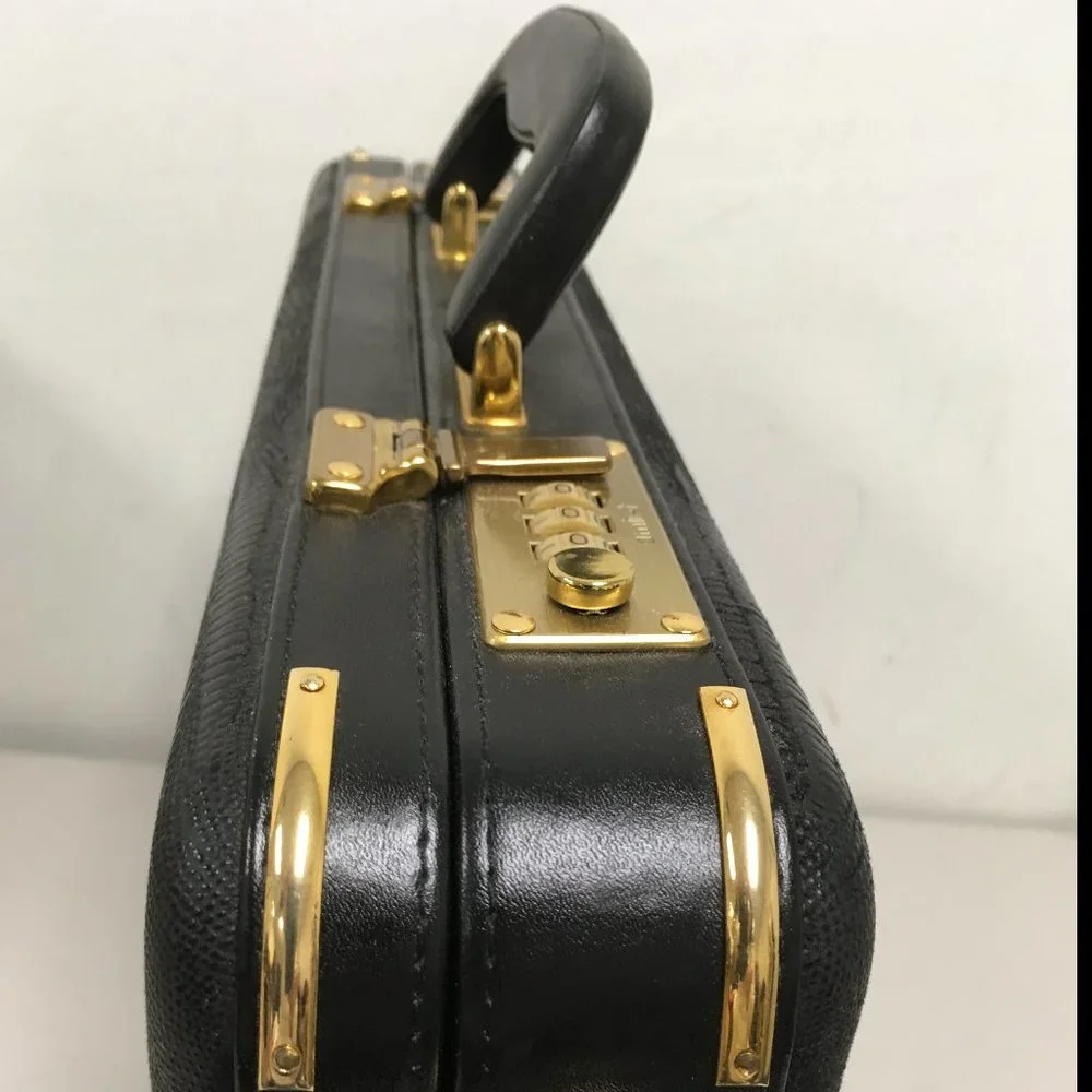Amniet crocodile belly leather black briefcase attache case New Opus